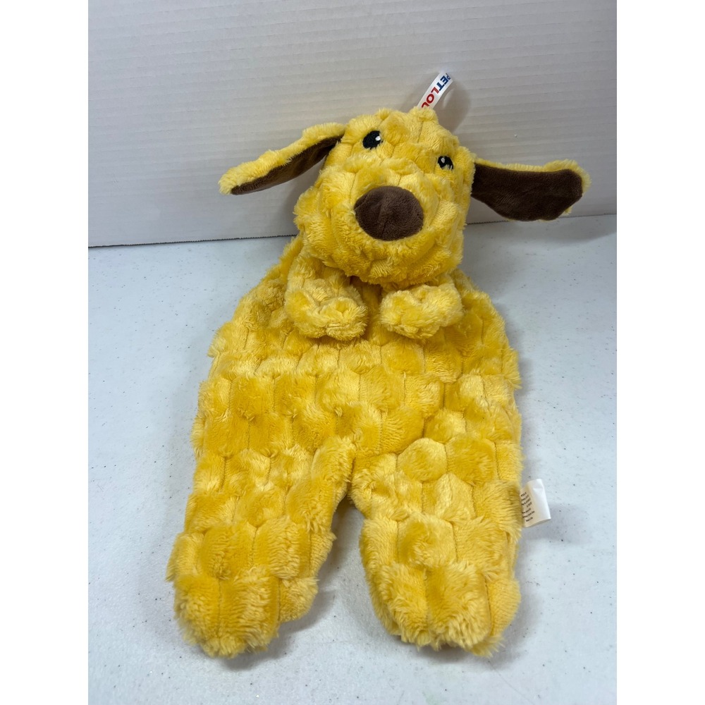 Petlou Yellow Plush Dog Toy Squeaker Crinkle Floppy Puppy 15 Inch 06T-00891112